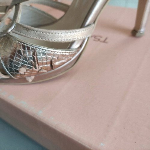 Tsakiris gold sandals used, size 39, with wear marks