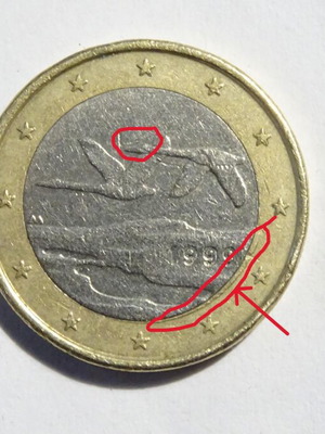 1 Euro 1999 Finland with errors, like new