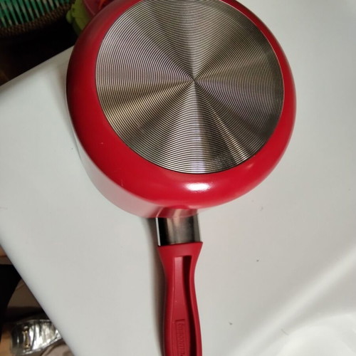Presto Mini Tescoma saucepan 12cm red with slight rim bend