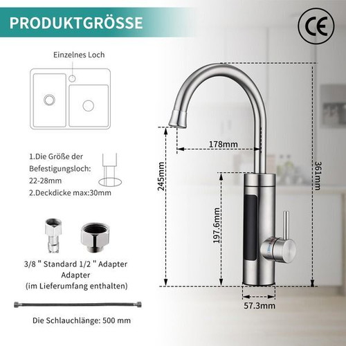 HOMELODY electric kitchen faucet with 3000W instant water heater, LED display