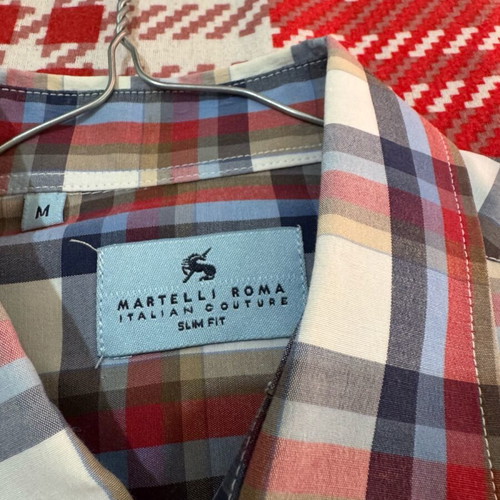 Martelli Roma Shirt Multi-Color Check Medium Like New Slim Fit
