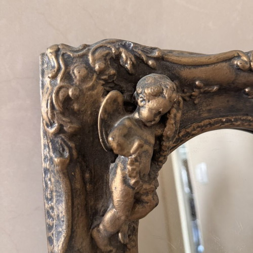 Mirror with angels like new, plaster, 30 x 30 cm