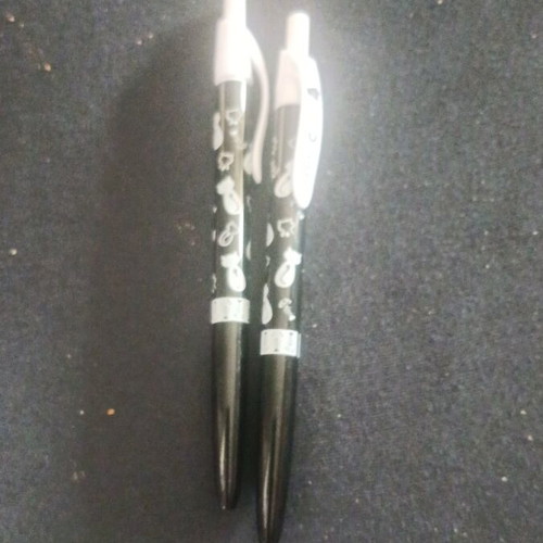 Set of 2 black pens with cat drawings new