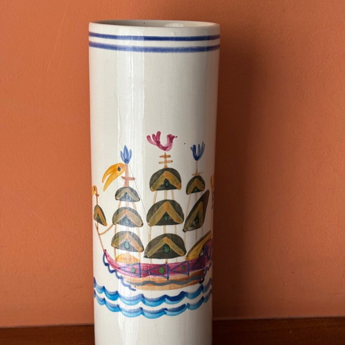 Ceramic vase used with sea theme by artist Tolis