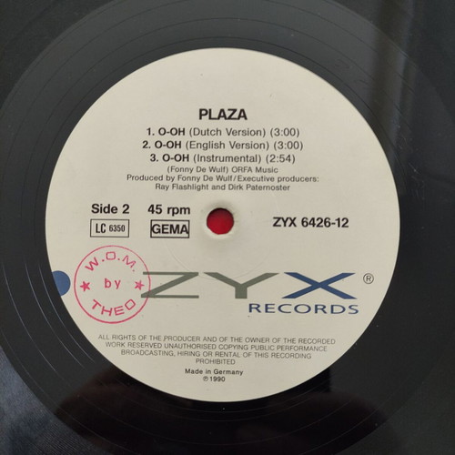 Plaza O Oh Vinyl Maxi Single 12'' 1990 used, electronic music