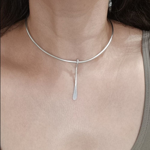 Silver Handmade Wire Necklace with 3 Removable Drop Elements
