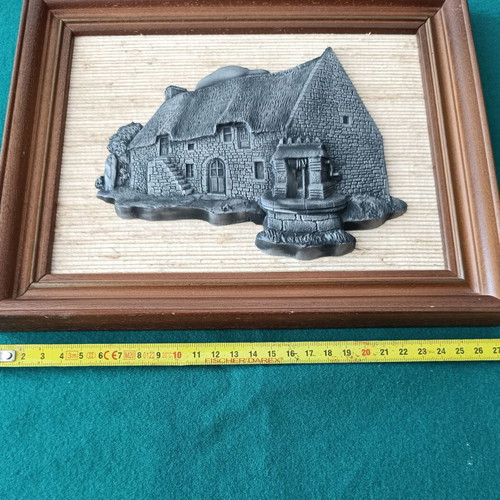 Embossed Tin Plaque with Chaumière House in Excellent Condition