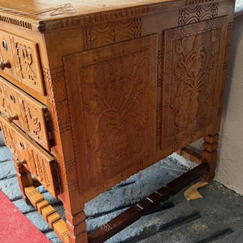 Wood Carved Antique Desk