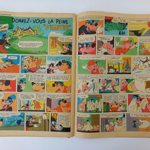 Pack of three used old French comics 1969-1971 Tintin, Mickey Mouse, Lisette