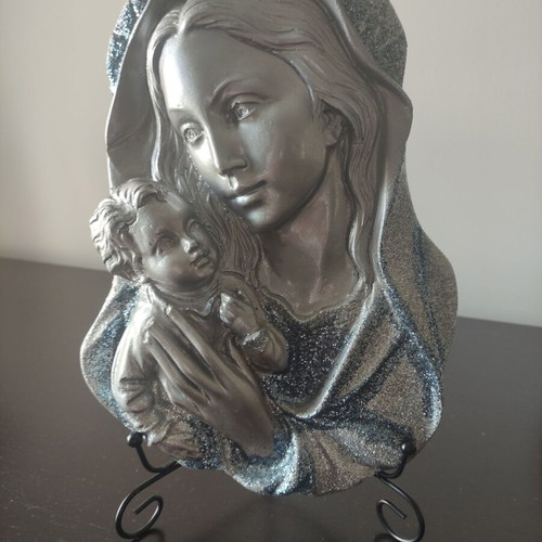 Icon of Virgin Mary with Christ in plaster, like new