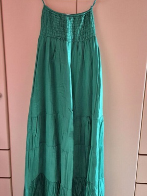 Strapless Maxi Dress Green Satin Plus Size Like New