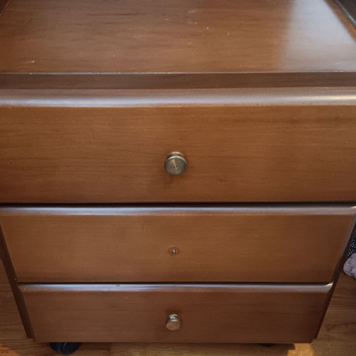 Executive Desk Solid Beech with Glass and Rolling Drawer Unit