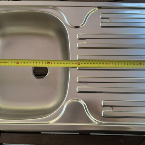 Kitchen sink inox single bowl with apron and faucet, new