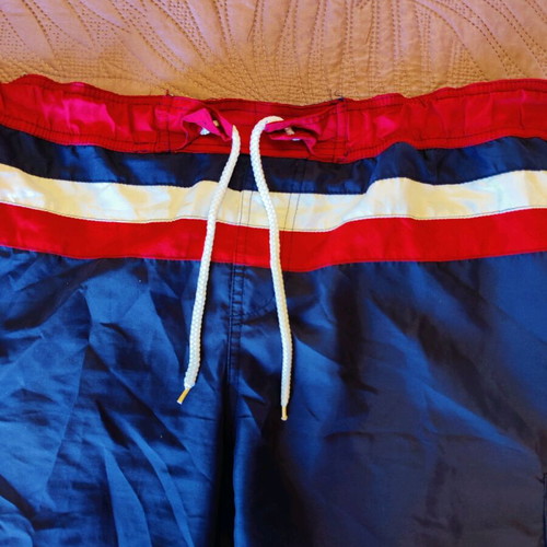 Men's swim shorts blue striped like new, size XL