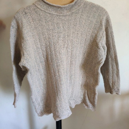 Vintage Racoon knit sweater with mock neck beige boucle fabric like new