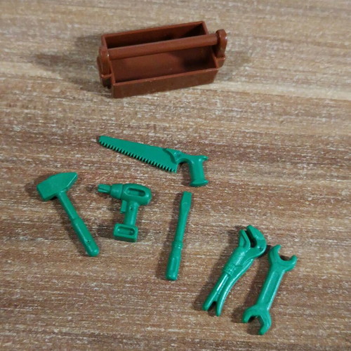 Playmobil toolbox with tools like new