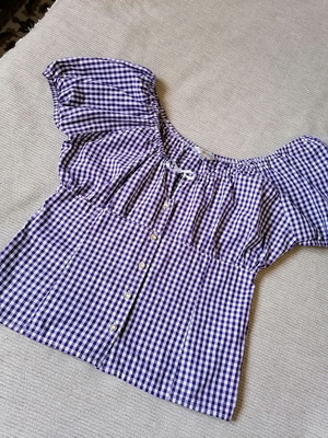 Almsach women's blouse XXL new, purple and white, 100% cotton