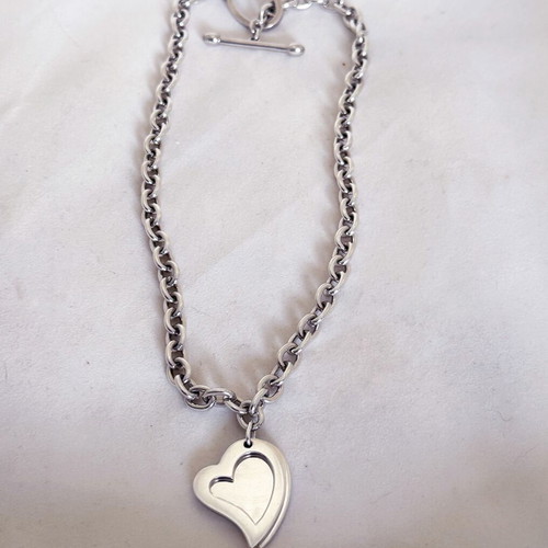 Vintage Folli Follie silver chunky chain necklace with heart like new