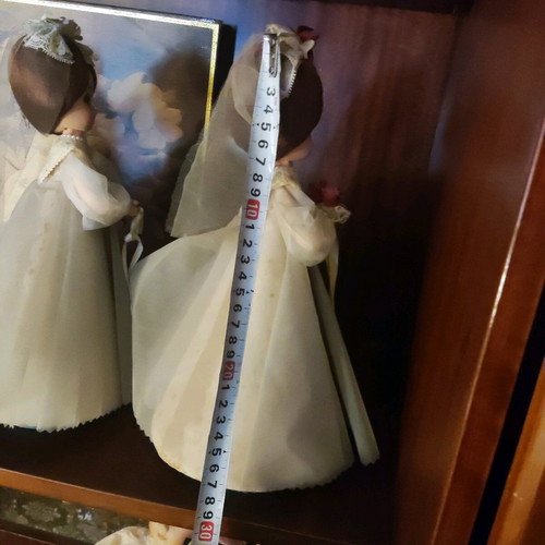 Vintage Sakura music dolls 70s used, bride wind-up music box