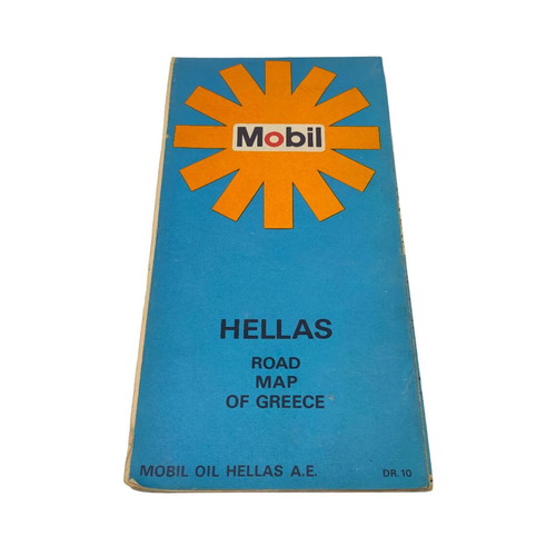 Vintage road map of Greece Mobil Oil Hellas S.A. used, 1966 edition