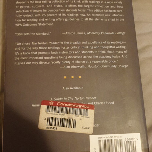 The Norton Reader by Linda H. Peterson 2008 like new, English