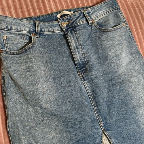 Long denim skirt with slit like new, blue, XL Piazza Italia