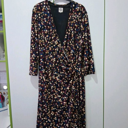 Anne Klein midi dress like new, black multicolor