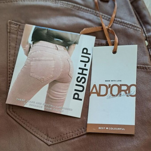 Adoro Push-Up Women's Faux Leather Pants new, brown, XL
