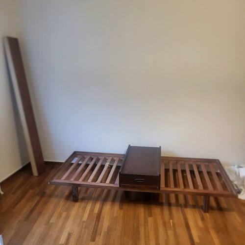 Wooden solid sofa bed used with nightstand