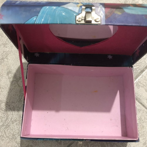 Disney Frozen jewelry box used, colorful, with Elsa and Anna