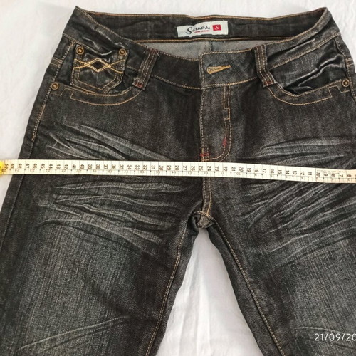 Jeans pants new dark blue with decorative creases