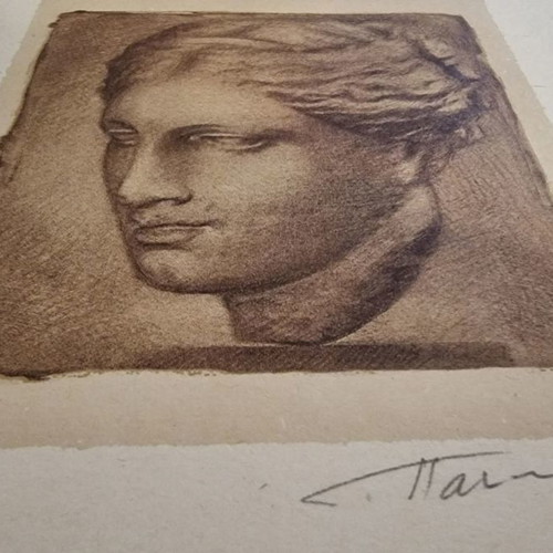 Miltos Pantelias chalcography used, female head