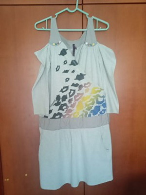 Fornarina Y2K vintage cold shoulder mini dress used, rainbow print, size M