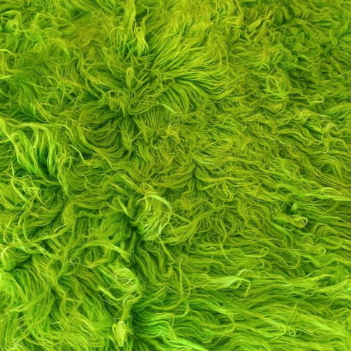Long pile bed cover, bright lime green