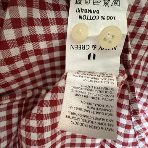 Navy & Green Cotton Shirt small, like new, red and white checkered
