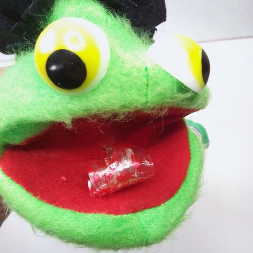 Vintage frog puppet glove with whistle fru fru used