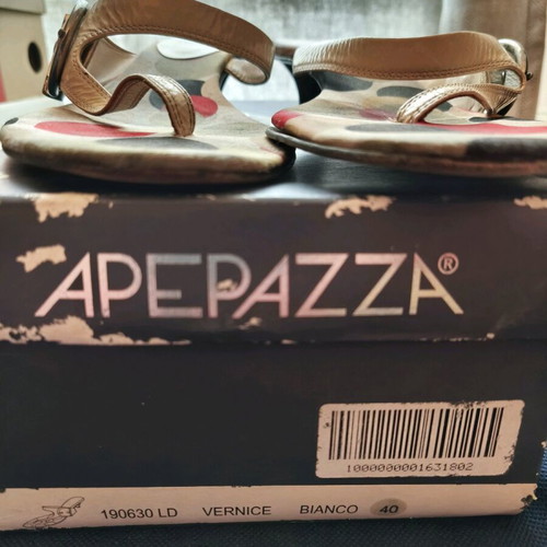 Apepazza πέδιλα μεταχειρισμένα λευκά με πουά μοτίβο, ν.40
