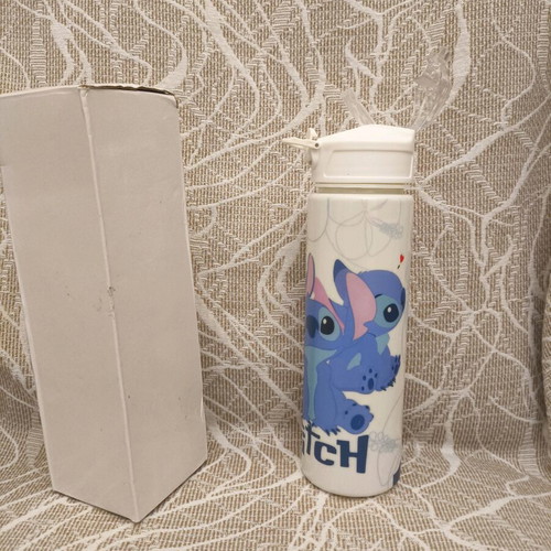 Stitch Disney plastic water bottle with straw, new, 800ml
