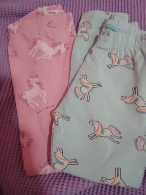 Leggings pack of 2 size 5-6 with unicorn, like new, multicolor