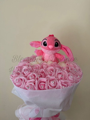 Bouquet of 51 foam roses handmade with toy decoration