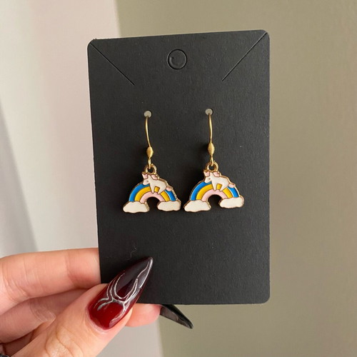 Unicorn Earrings with Rainbow new, multicolored and gold-toned