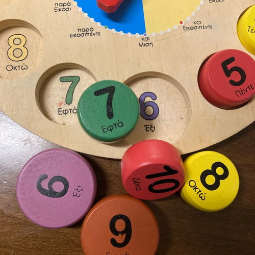 Wooden toy clock used