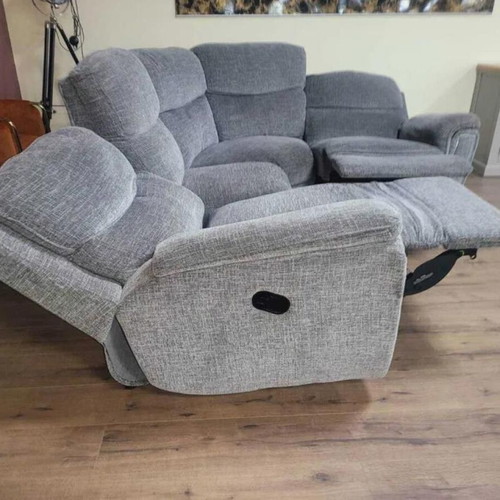 Gray fabric corner sofa with manual reclining mechanism new