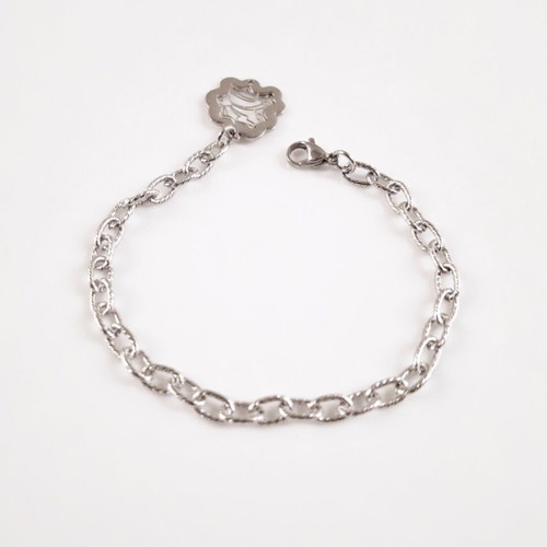 Steel bracelet with silver-tone pendant, new