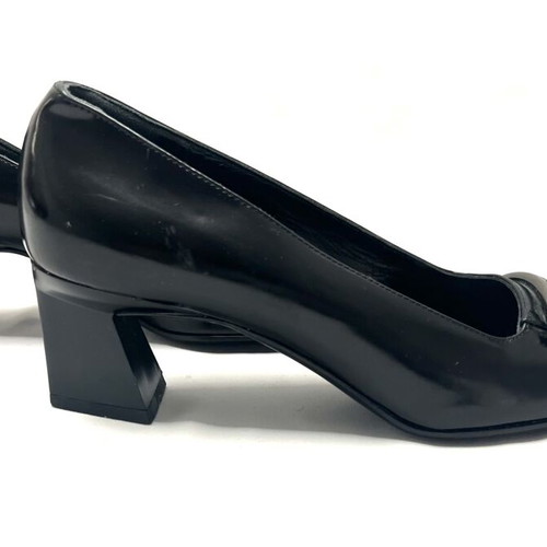 Prada mid heel leather pumps, black, size 37