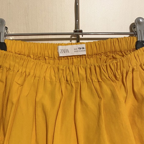 Zara cotton skirt new, yellow and orange, elastic waist, pockets