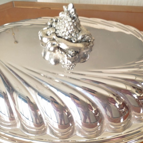 Silver-plated Fruit Bowl Cassetti Firenze 871 FI • Vintage Bell Cloche • 32x23cm • Display Condition