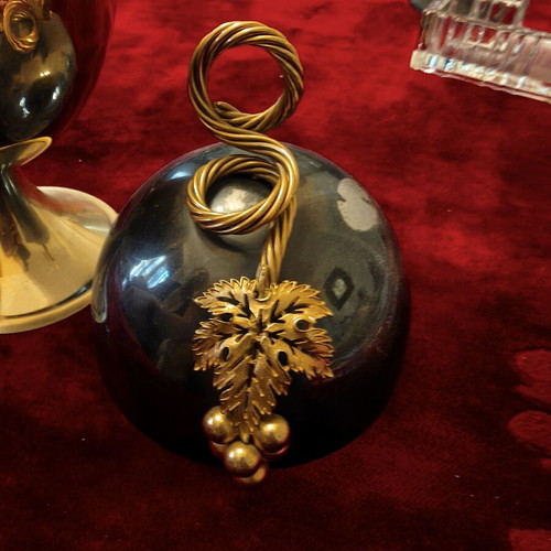 Vintage egg-shaped ice bucket with brass details, 26cm