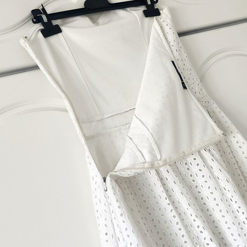 Kiabi White Strapless Dress Broderie Anglaise Size S Like New
