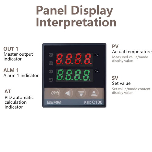 Digital PID Controller with 25A SSR Relay, Temperature Range 0-1300°C